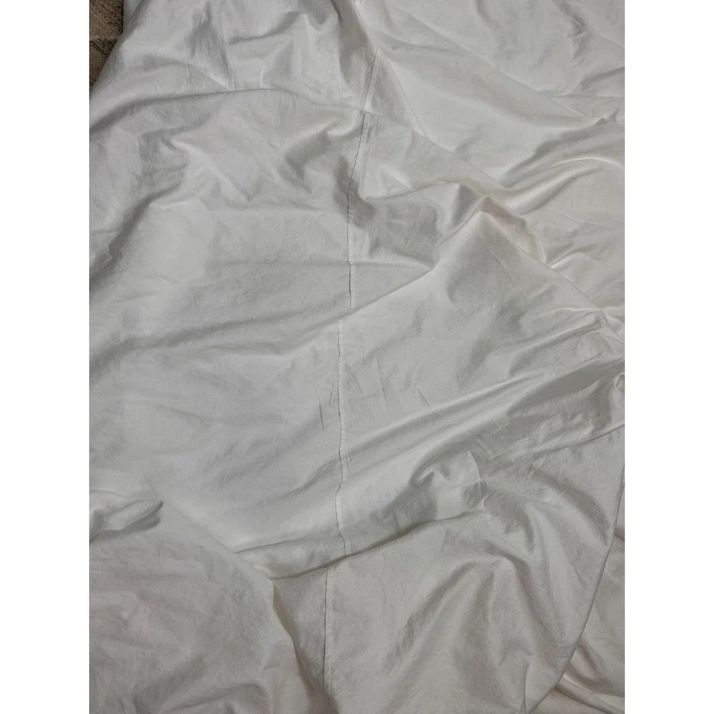 Pottery Barn Essential King Cal King Duvet Cover White Cotton w/ 2 Pleats 1 Flat